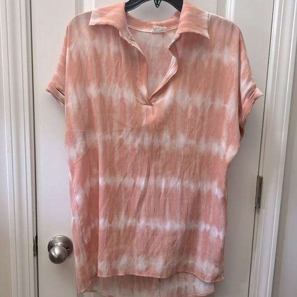 Open collar peach/white tunic - Picture 1 of 1